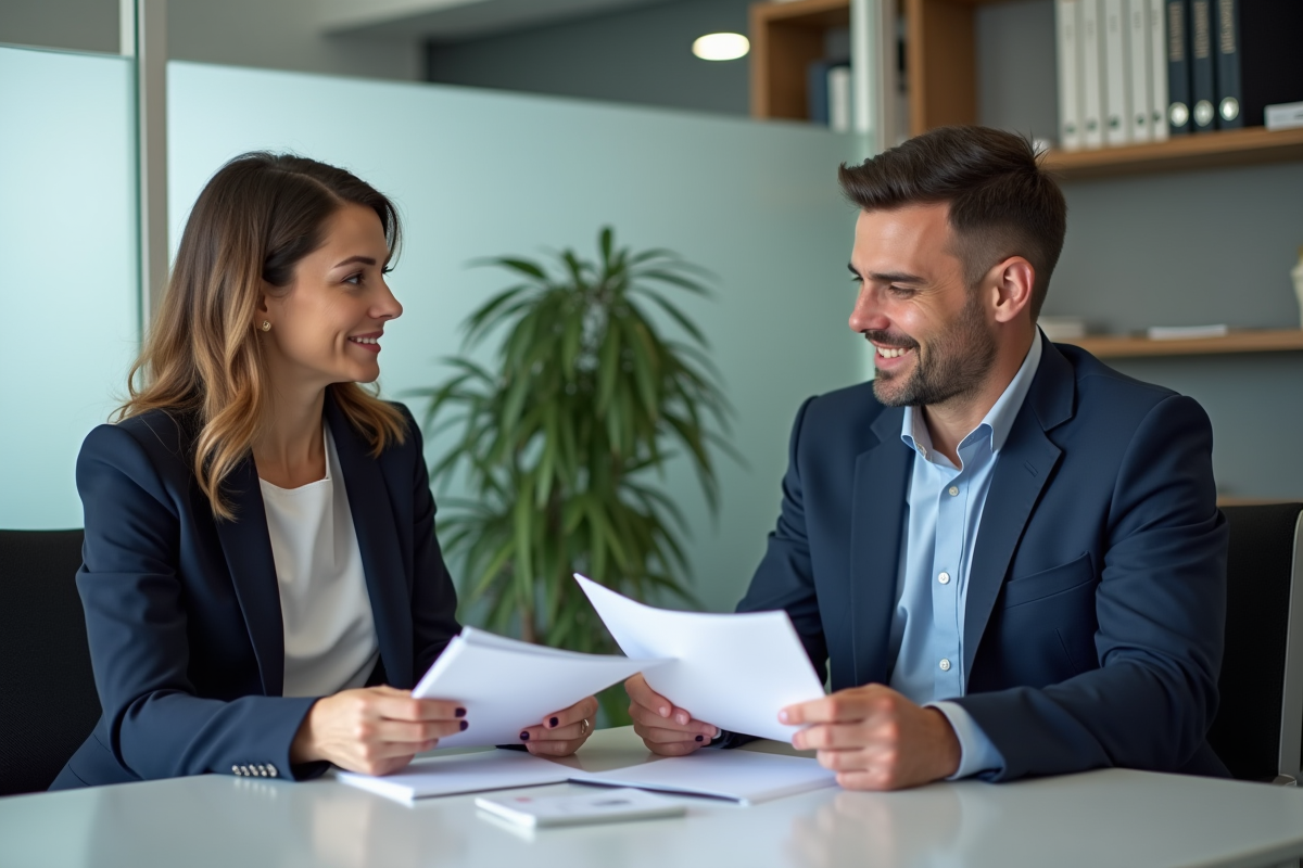 Femme et conseiller bancaire discutant documents