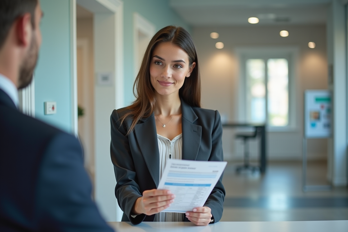 Jeune femme en blazer discutant d