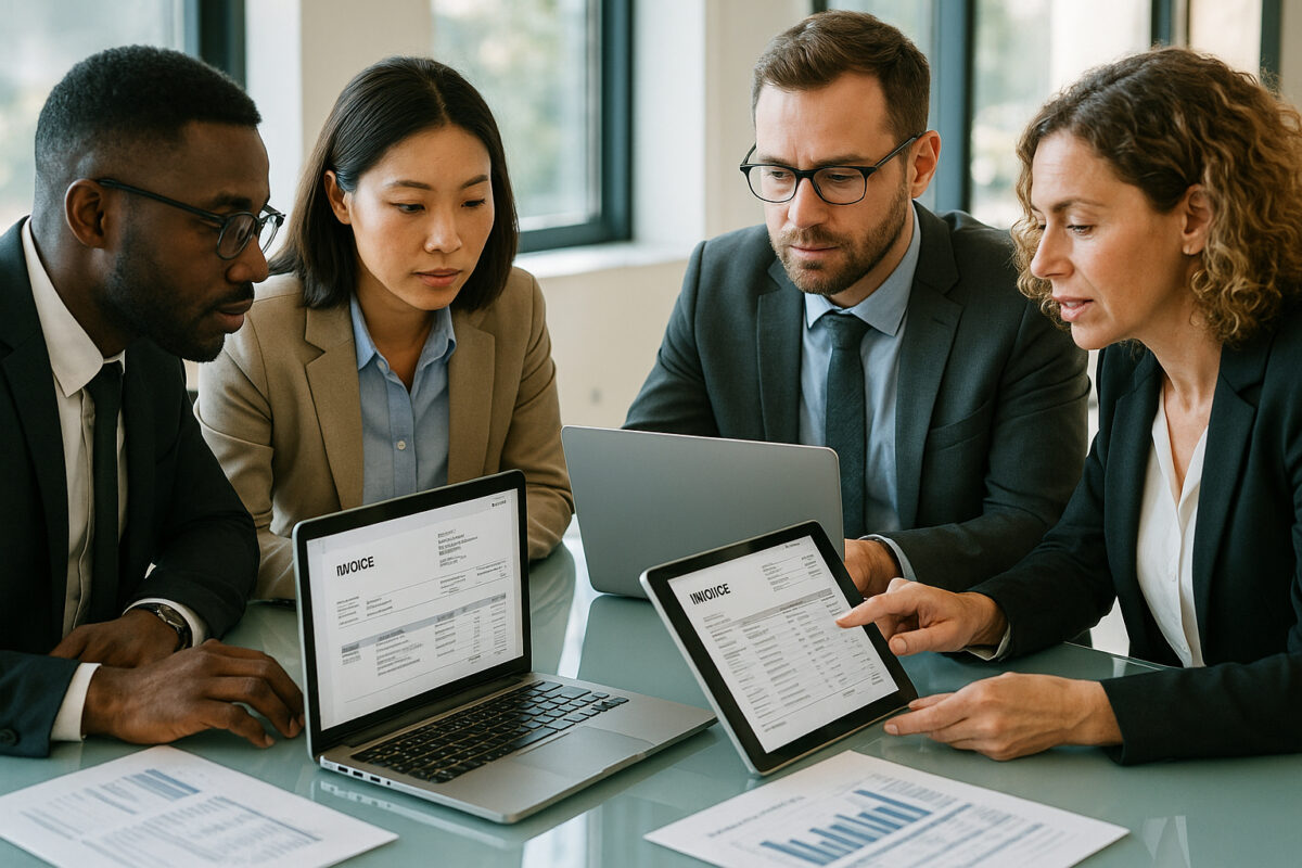 Groupe de professionnels collaborant autour d'une table moderne