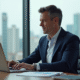 Homme d'affaires en costume dans un bureau moderne