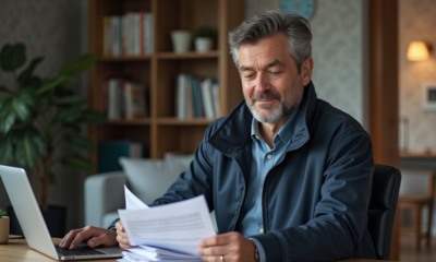 Homme d'affaires méditant avec documents dans un bureau