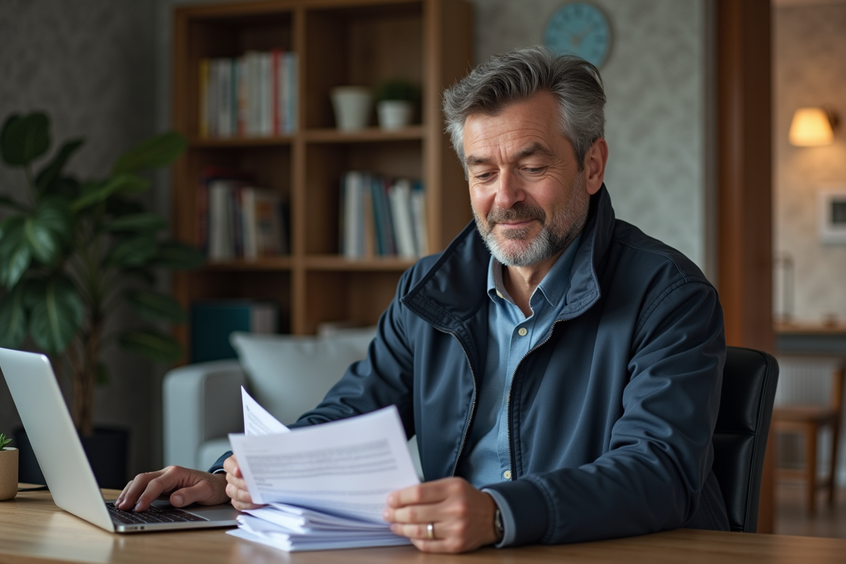 Homme d'affaires méditant avec documents dans un bureau