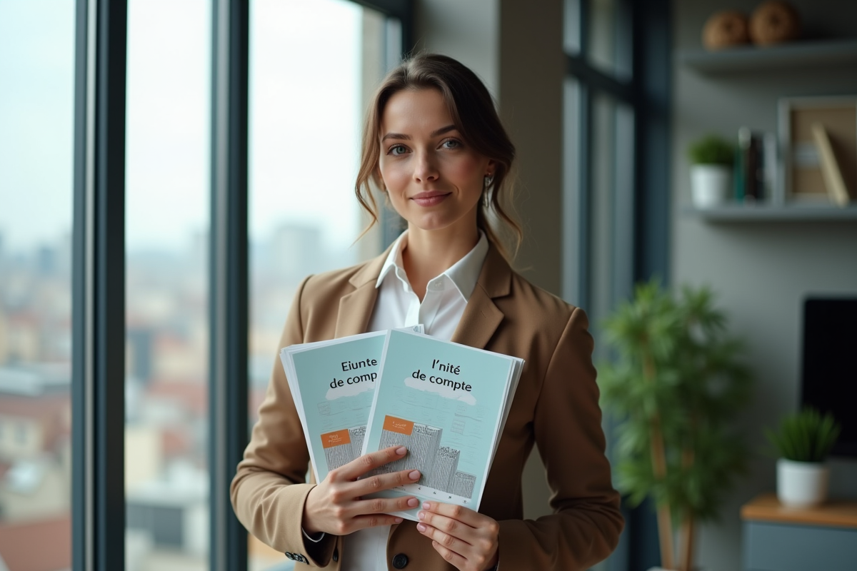 Jeune femme tenant des brochures d